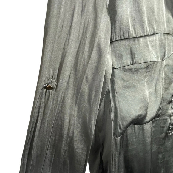 Zara Women’s Satin Button Front Blouse in Olive Green Size S - Picture 8 of 8